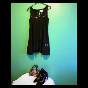 Black sequin on black rayon Mini dress